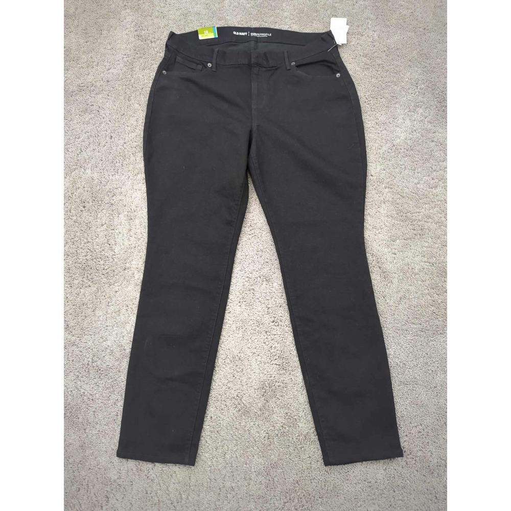 Old Navy Skinny Jeans Womens 16 Black Denim Mid Rise The Sweetheart Curvy